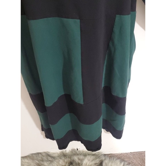 Made In Italy Large Baggy Green Black Colorblock Pockets Long Sleeve Midi Dress - Picture 5 of 9
